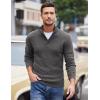 COOFANDY Men Quarter Button Sweater Pullover Cable Knit Henley Mock Neck Sweater(Dark Grey)