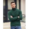 COOFANDY Men Quarter Button Sweater Pullover Cable Knit Henley Mock Neck Sweater(Green)
