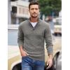 COOFANDY Men Quarter Button Sweater Pullover Cable Knit Henley Mock Neck Sweater(Grey)