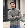 COOFANDY Men Quarter Button Sweater Pullover Cable Knit Henley Mock Neck Sweater(Grey)