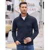COOFANDY Men Quarter Button Sweater Pullover Cable Knit Henley Mock Neck Sweater(Navy Blue)