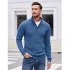 COOFANDY Men Quarter Button Sweater Pullover Cable Knit Henley Mock Neck Sweater(Royal Blue)