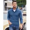 COOFANDY Men Quarter Button Sweater Pullover Cable Knit Henley Mock Neck Sweater(Royal Blue)