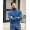 COOFANDY Men Quarter Button Sweater Pullover Cable Knit Henley Mock Neck Sweater(Royal Blue)
