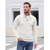 COOFANDY Men Quarter Button Sweater Pullover Cable Knit Henley Mock Neck Sweater(White)