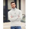 COOFANDY Men Quarter Button Sweater Pullover Cable Knit Henley Mock Neck Sweater(White)