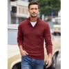 COOFANDY Men Quarter Button Sweater Pullover Cable Knit Henley Mock Neck Sweater(Wine Red)
