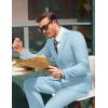COOFANDY Men’s 2 Piece Suits Classic Fit Suit Set 2 Button Blazer Jacket and Dress Pants for Wedding Business Prom(Light Blue)