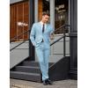 COOFANDY Men’s 2 Piece Suits Classic Fit Suit Set 2 Button Blazer Jacket and Dress Pants for Wedding Business Prom(Light Blue)