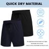 COOFANDY Mens Athletic Shorts 7 Inch Quick Dry Breathable Lightweight Gym Workout Shorts with Pockets(Black/Navy Blue)