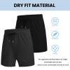 COOFANDY Mens Athletic Shorts 7 Inch Quick Dry Stretch Lightweight Gym Workout Shorts with Pockets(Black/Dark Grey)