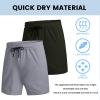 COOFANDY Mens Athletic Shorts 7 Inch Quick Dry Stretch Lightweight Gym Workout Shorts with Pockets(Grey/Olive Green)