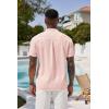 COOFANDY Men’s Casual Henley Shirt Short Sleeve Band Collar Shirt Summer Beach Hippie Vacation T Shirt with Button(Dark Pink)