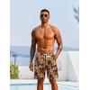COOFANDY Men’s Hawaiian Beach Shorts Elastic Waist Drawstring Lightweight Summer Casual Shorts with Pocket(Brown-yellow Leaf)
