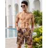 COOFANDY Men’s Hawaiian Beach Shorts Elastic Waist Drawstring Lightweight Summer Casual Shorts with Pocket(Brown-yellow Leaf)