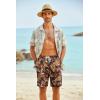 COOFANDY Men’s Hawaiian Beach Shorts Elastic Waist Drawstring Lightweight Summer Casual Shorts with Pocket(Brown-yellow Leaf)