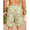 COOFANDY Men’s Hawaiian Beach Shorts Elastic Waist Drawstring Lightweight Summer Casual Shorts with Pocket(Green-yellow Leaf)