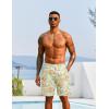 COOFANDY Men’s Hawaiian Beach Shorts Elastic Waist Drawstring Lightweight Summer Casual Shorts with Pocket(Green-yellow Leaf)