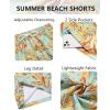 COOFANDY Men’s Hawaiian Beach Shorts Elastic Waist Drawstring Lightweight Summer Casual Shorts with Pocket(Green-yellow Leaf)