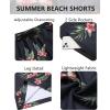 COOFANDY Men’s Hawaiian Beach Shorts Elastic Waist Drawstring Lightweight Summer Casual Shorts with Pocket(Navy-flower 2)