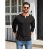 COOFANDY Mens Henley Shirts Cotton Long Sleeve V Neck Button Basic Tees Plain Casual Pullover(A Black)