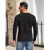 COOFANDY Mens Henley Shirts Cotton Long Sleeve V Neck Button Basic Tees Plain Casual Pullover(A Black)