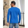 COOFANDY Mens Henley Shirts Cotton Long Sleeve V Neck Button Basic Tees Plain Casual Pullover(Blue)