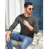 COOFANDY Mens Henley Shirts Cotton Long Sleeve V Neck Button Basic Tees Plain Casual Pullover(Dark Grey)