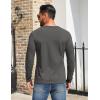 COOFANDY Mens Henley Shirts Cotton Long Sleeve V Neck Button Basic Tees Plain Casual Pullover(Dark Grey)