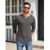 COOFANDY Mens Henley Shirts Cotton Long Sleeve V Neck Button Basic Tees Plain Casual Pullover(Dark Grey)