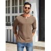 COOFANDY Mens Henley Shirts Cotton Long Sleeve V Neck Button Basic Tees Plain Casual Pullover(Khaki)