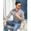 COOFANDY Mens Henley Shirts Cotton Long Sleeve V Neck Button Basic Tees Plain Casual Pullover(Light Grey)