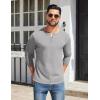 COOFANDY Mens Henley Shirts Cotton Long Sleeve V Neck Button Basic Tees Plain Casual Pullover(Light Grey)