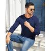 COOFANDY Mens Henley Shirts Cotton Long Sleeve V Neck Button Basic Tees Plain Casual Pullover(Navy Blue)