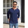 COOFANDY Mens Henley Shirts Cotton Long Sleeve V Neck Button Basic Tees Plain Casual Pullover(Navy Blue)
