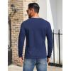 COOFANDY Mens Henley Shirts Cotton Long Sleeve V Neck Button Basic Tees Plain Casual Pullover(Navy Blue)