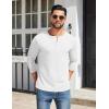 COOFANDY Mens Henley Shirts Cotton Long Sleeve V Neck Button Basic Tees Plain Casual Pullover(White)