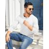 COOFANDY Mens Henley Shirts Cotton Long Sleeve V Neck Button Basic Tees Plain Casual Pullover(White)