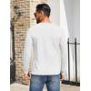 COOFANDY Mens Henley Shirts Cotton Long Sleeve V Neck Button Basic Tees Plain Casual Pullover(White)