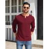 COOFANDY Mens Henley Shirts Cotton Long Sleeve V Neck Button Basic Tees Plain Casual Pullover(Wine Red)