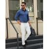 COOFANDY Mens Long Sleeve Polo Shirts Button Casual Tee Collared Work Pullover Shirts(Light Blue)