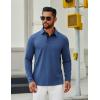 COOFANDY Mens Long Sleeve Polo Shirts Button Casual Tee Collared Work Pullover Shirts(Light Blue)