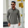 COOFANDY Mens Long Sleeve Polo Shirts Button Casual Tee Collared Work Pullover Shirts(Light Grey)