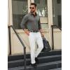 COOFANDY Mens Long Sleeve Polo Shirts Button Casual Tee Collared Work Pullover Shirts(Light Grey)