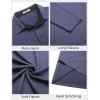 COOFANDY Mens Long Sleeve Polo Shirts Button Casual Tee Collared Work Pullover Shirts(Navy Blue)