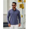 COOFANDY Mens Long Sleeve Polo Shirts Button Casual Tee Collared Work Pullover Shirts(Navy Blue)