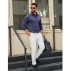 COOFANDY Mens Long Sleeve Polo Shirts Button Casual Tee Collared Work Pullover Shirts(Navy Blue)