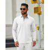 COOFANDY Mens Long Sleeve Polo Shirts Button Casual Tee Collared Work Pullover Shirts(White)