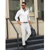 COOFANDY Mens Long Sleeve Polo Shirts Button Casual Tee Collared Work Pullover Shirts(White)