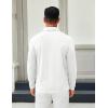 COOFANDY Mens Long Sleeve Polo Shirts Button Casual Tee Collared Work Pullover Shirts(White)